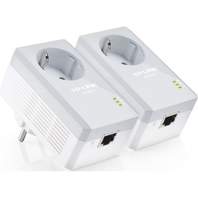 TP-LINK TL-PA4010P KIT v4 Powerline Διπλό για Ενσύρματη Σύνδεση με Passthrough Πρίζα και Θύρα Ethernet