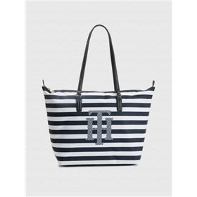 Tommy Hilfiger Poppy Υφασμάτινη Τσάντα Θαλάσσης Λευκό/Navy Blue Tommy Hilfiger Poppy Υφασμάτινη Τσάντα Θαλάσσης Λευκό/Navy Blue
