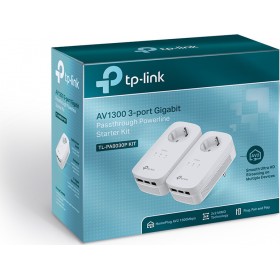 TP-LINK TL-PA8030P KIT v2 Powerline Διπλό για Ενσύρματη Σύνδεση με Passthrough Πρίζα και 3 Θύρες Gigabit Ethernet