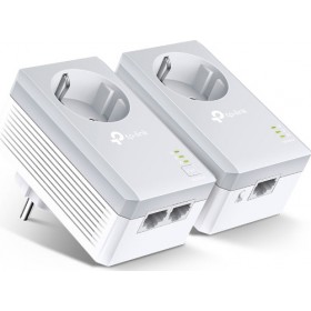 TP-LINK TL-PA4022P KIT v3 Powerline Διπλό για Ενσύρματη Σύνδεση με Passthrough Πρίζα και 2 Θύρες Ethernet