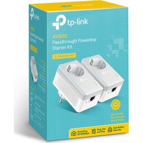TP-LINK TL-PA4010P KIT v3 Powerline Διπλό για Ενσύρματη Σύνδεση με Passthrough Πρίζα και Θύρα Ethernet