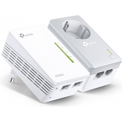 TP-LINK TL-WPA4226KIT v5 Powerline Διπλό για Ασύρματη Σύνδεση Wi‑Fi 4 με Passthrough Πρίζα και 2 Θύρες Ethernet