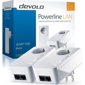 Devolo dLAN 550 Duo+ Powerline Διπλού Kit για Ενσύρματη Σύνδεση με Passthrough Πρίζα και 2 Θύρες Ethernet
