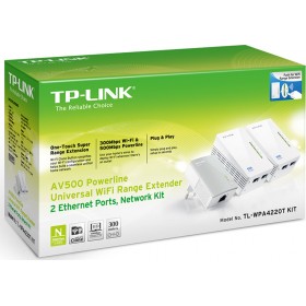 TP-LINK TL-WPA4220T KIT v1 Powerline Τριπλό για Ασύρματη Σύνδεση Wi‑Fi 4 και 2 Θύρες Ethernet