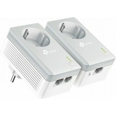 TP-LINK TL-PA4022P KIT v4 Powerline Διπλό για Ενσύρματη Σύνδεση με Passthrough Πρίζα και 2 Θύρες Ethernet