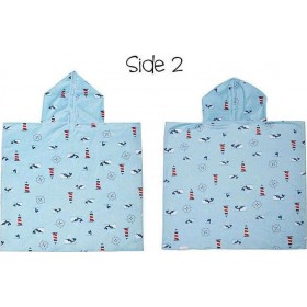 Flapjackkids UPF50+ Shark/Nautical Παιδικό Πόντσο Θαλάσσης Διπλής Όψης σε Γαλάζιο χρώμα Flapjackkids UPF50+ Shark/Nautical Παιδικό Πόντσο Θαλάσσης Διπλής Όψης σε Γαλάζιο χρώμα