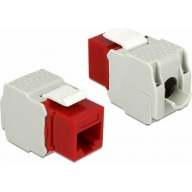 DeLock Keystone Module RJ45 jack to LSA Cat.6 UTP Red