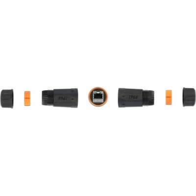 DeLock Cable Connector RJ45 jack to RJ45 jack Cat.6A Waterproof Orange (86692)