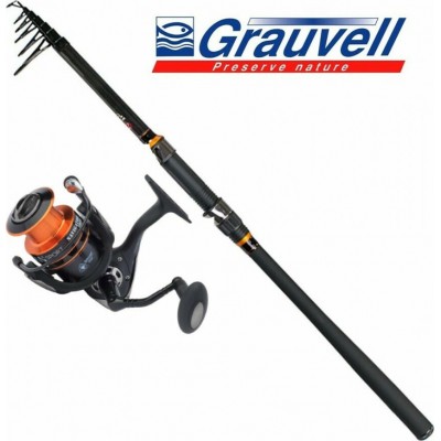 Grauvell Set Carbon Spinning Καλάμι Ψαρέματος για Spinning με Μηχανισμό 2.70m