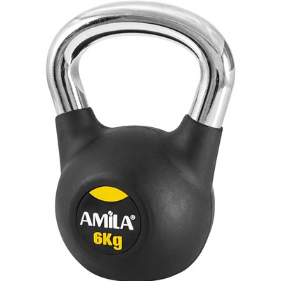 AMILA Kettlebell Rubber Cover Cr Handle 6Kg