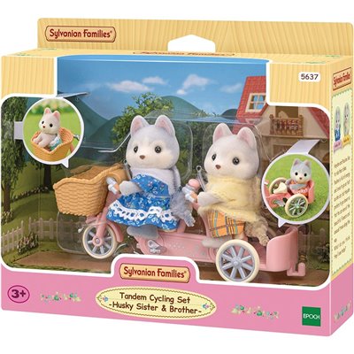 Epoch Sylvanian Families Tandem Cycling Set Husky Sister &amp Brother - Σετ Ποδήλατο Αδερφός Και Αδερφή Χάσκυ 