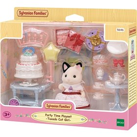 Epoch Sylvanian Families Party Time Playset -Tuxedo Cat Girl- - Dollhouse Playse 