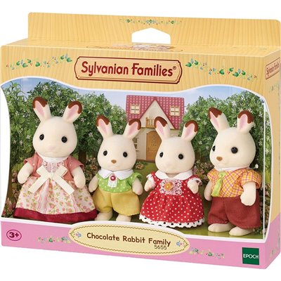 Epoch Sylvanian Families Chocolate Rabbit Family Dollhouse Playset, Multicolor 