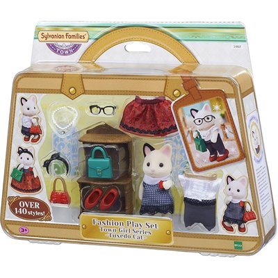 Epoch Sylvanian Families Fashion Play Set Town Girl Series Tuxedo Cat - Το Κορίτσι Της Πόλης Γάτα Με Σμόκιν 