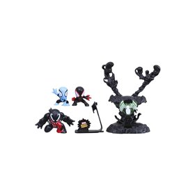 Hasbro Marvel Stunt Squad Villain Knockdown Playset Spiderman And Miles Morales Vs Venom  Hasbro Marvel Stunt Squad Villain Knockdown Playset Spiderman And Miles Morales Vs Venom