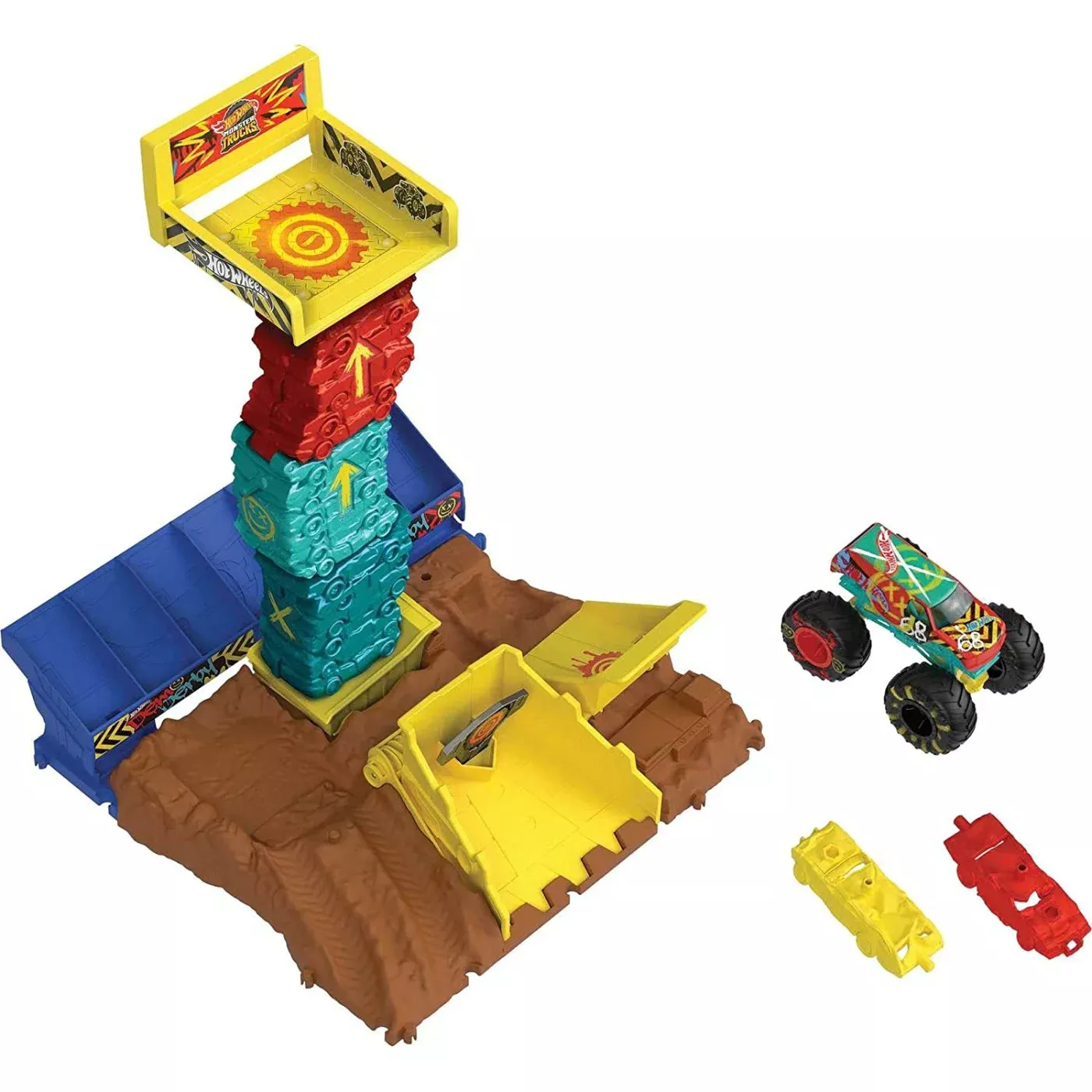 Mattel Hot Wheels Monster Trucks Arena Smashers Demo Derby Car Jump Challenge 