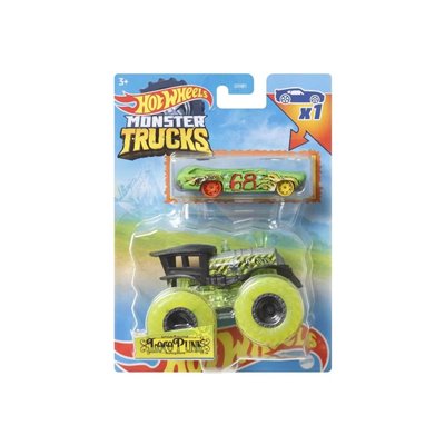 Mattel Hot Wheels Όχημα Monster Trucks Με Αυτοκινητάκι Loco Punk 