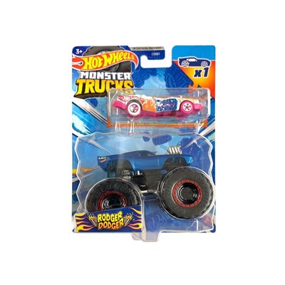 Mattel Hot Wheels Όχημα Monster Trucks Με Αυτοκινητάκι Rodger Dodger 