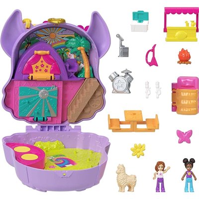 Mattel Polly Pocket Mini - ο Κοσμος της Polly Σετακια Camp Adventure Llama Compact 