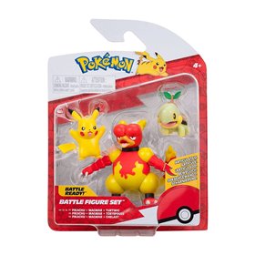 Jazwares Pokemon φιγούρες 3 τεμ. Pikachu - Magmar - Turtwig 