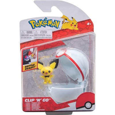 Jazwares Pokemon - Poke Ball Clip N Go με φιγούρα Pichu and Premierball 