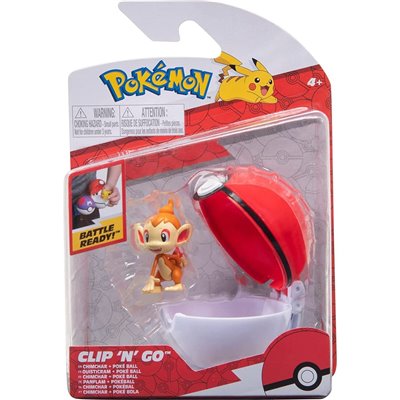 Jazwares Pokemon - Poke Ball Clip N Go με φιγούρα Chimchar with Poke ball 