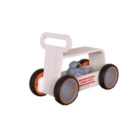 MamaToyz Περπατούρα DriveMe Wood Ambulance Ασθενοφόρο 