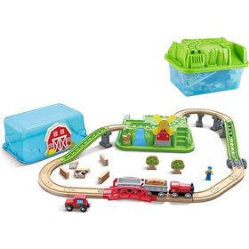 Hape Railway Ξύλινος Σιδηρόδρομος Countryside Bucket Set 
