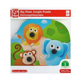 Hape Happy Puzzles Ξύλινο Παζλ Ζωάκια Big Nose Jungle Peg  Hape Happy Puzzles Ξύλινο Παζλ Ζωάκια Big Nose Jungle Peg