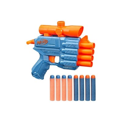 Hasbro Nerf Elite 2.0 Prospect Qs-4 Blaster, 8 Official Nerf Elite Darts, 4-Dart Blasting, Nonremovable Targeting Scope 