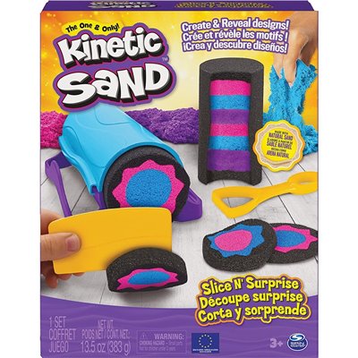 Spin Master Kinetic Sand, Slice N Surprise Set With 383G Of Black, Pink And Blue Αμμο-μαγειρέματα 