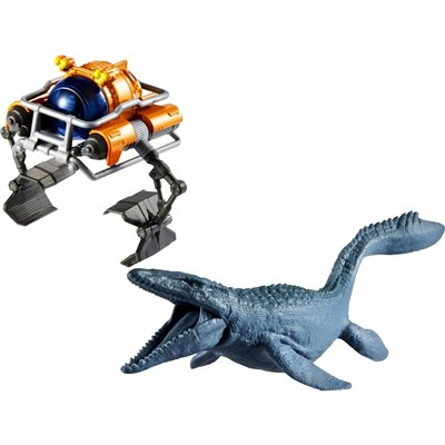 MATCHBOX Jurassic World Αυτοκινητακια &amp Δεινοσαυροι Σετ Mosasaurus Sea Sub 