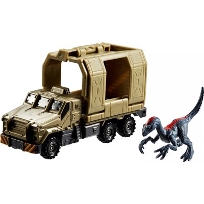 MATCHBOX Jurassic World Αυτοκινητακια &amp Δεινοσαυροι Σετ Therizinosaurus Trailer 