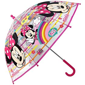 chanos Ομπρέλα Μπαστούνι Παιδική Διάφανη Πολύχρωμες Ρίγες Minnie 45 cm  chanos Ομπρέλα Μπαστούνι Παιδική Διάφανη Πολύχρωμες Ρίγες Minnie 45 cm