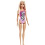 Mattel Barbie Beach Water Play Κούκλα Με Ροζ Μαγιό και Καρό Σχέδια 