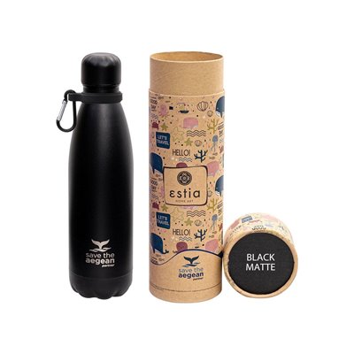 Estia Θερμός Travel Flask Save The Aegean 500Ml Matte Black 