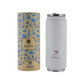 Estia Θερμός Travel Cup Save The Aegean 500Ml Pure White  Estia Θερμός Travel Cup Save The Aegean 500Ml Pure White
