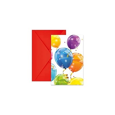 PROCOS Προσκλησεις και Φακελα Sparkling Ballons Kokliko 6τμχ 