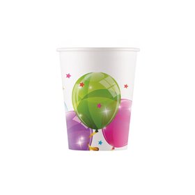 PROCOS Ποτήρια Χαρτινα Sparkling Balloons Kokliko 200ml 8τμχ  PROCOS Ποτήρια Χαρτινα Sparkling Balloons Kokliko 200ml 8τμχ