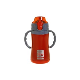 eco life Kids thermos Red 300ml Ανοξείδωτο παγουράκι θερμός με εσωτερικό καλαμάκι 
