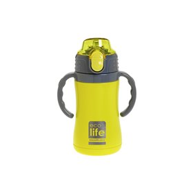 eco life Kids thermos Yellow 300ml Ανοξείδωτο παγουράκι θερμός με εσωτερικό καλαμάκι 