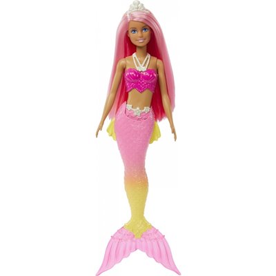 Mattel Νεα Barbie Γοργονα (Pink Hair) With Pink &amp Yellow Ombre Mermaid Tail and Tiara 