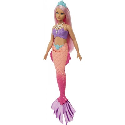 Mattel Νεα Barbie Γοργονα (Curvy, Pink Hair) With Pink Ombre Mermaid Tail and Tiara 