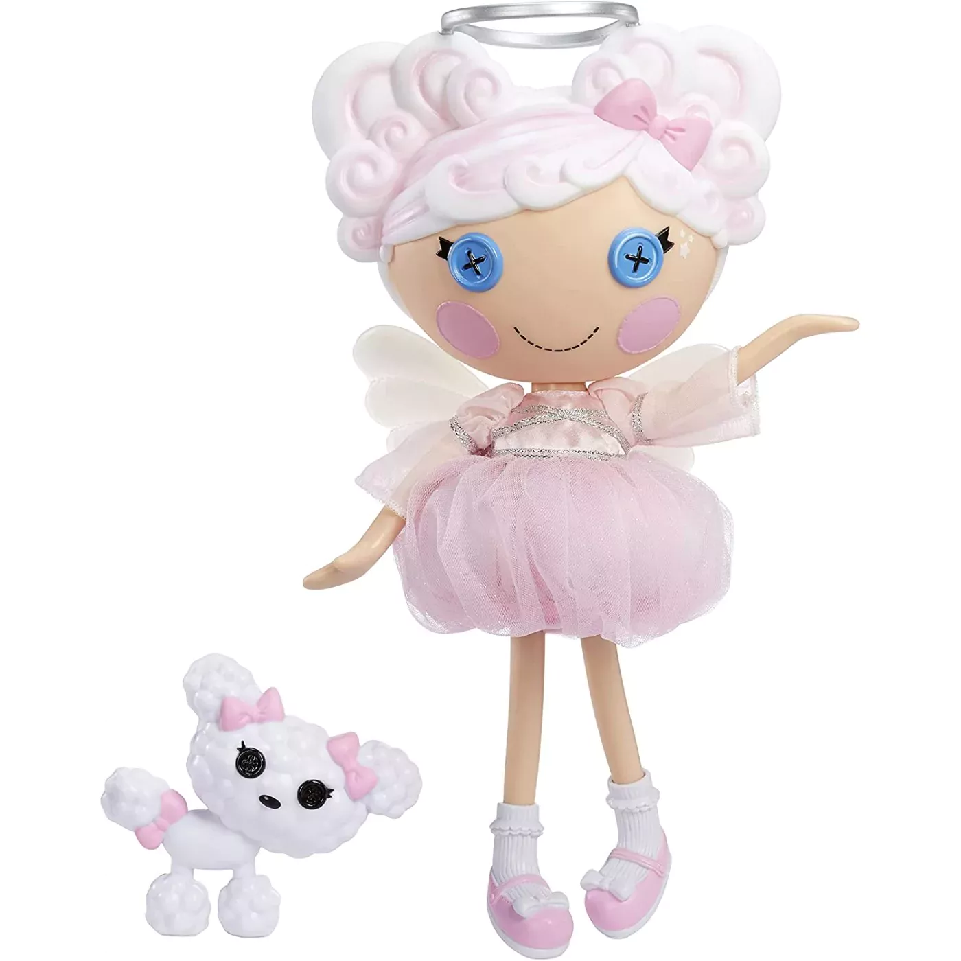 MGA Entertainment Lalaloopsy Doll Cloud E. Sky And Pet Poodle, 13 Angel Doll With White Hair, Halo, Wings, Pink Outfit And Acces