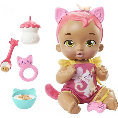 Mattel My Garden Baby Snack And Snuggle Kitten Interactive Hot Pink Doll 