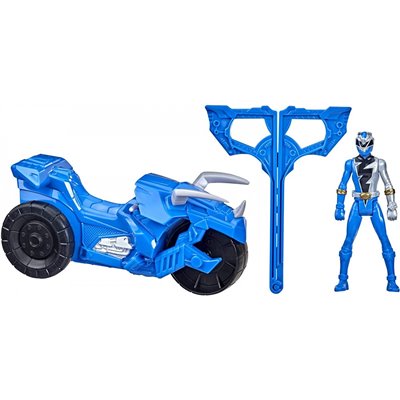 Hasbro Power Rangers Dino Fury Rip N Go Tricera Battle Rider And Blue Ranger 6-Inch-Scale Vehicle 