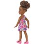 Mattel Τσελσι και Φιλες Barbie Chelsea Brunette Curly Hair One-Shoulder Flower-Print Dress And Pink Shoes 