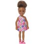 Mattel Τσελσι και Φιλες Barbie Chelsea Brunette Curly Hair One-Shoulder Flower-Print Dress And Pink Shoes 