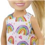 Mattel Τσελσι και Φιλες Barbie Chelsea Doll blonde Wearing Rainbow-print Dress and Yellow Shoes 