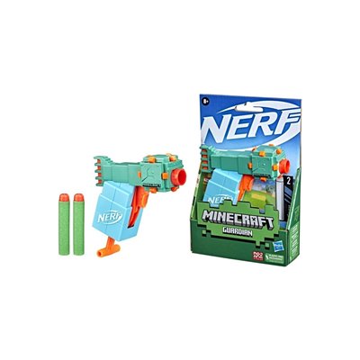 Hasbro Nerf Microshots Minecraft Guardian Mini Blaster, Minecraft Guardian Mob Design, Includes 2 Official Nerf Elite Darts 